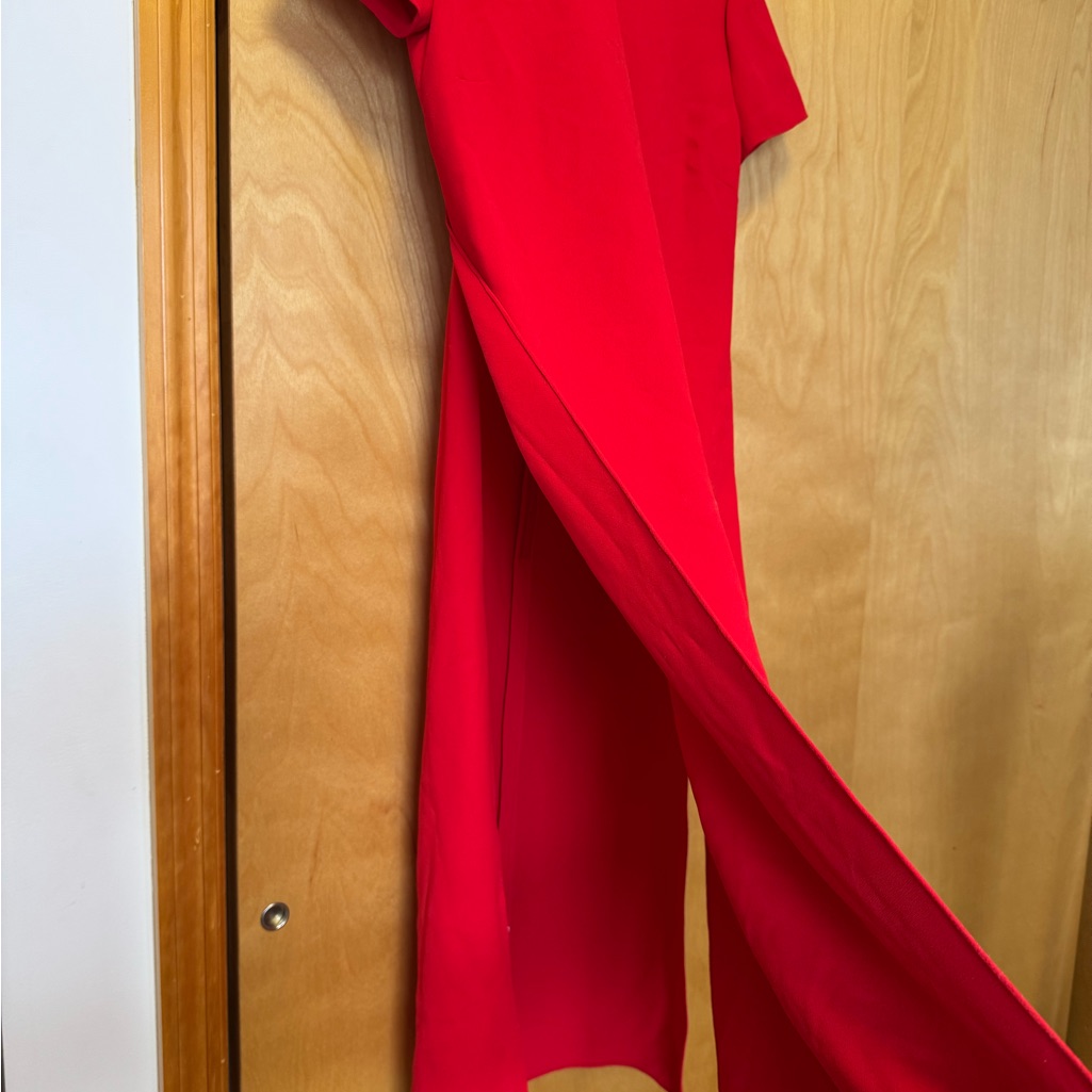 Nwt Ralph Lauren Purple Label Vibrant Red High Slit Dress, Xs / 0